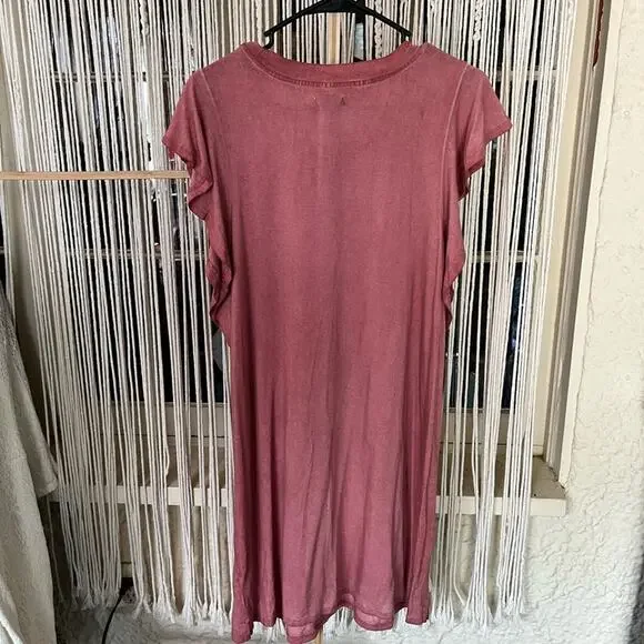 Wonderly Dusty Rose Ruffle Sleeve Midi Dress (B) - Picture 3 of 3